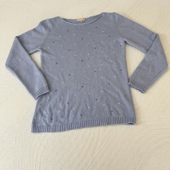 Bendetta Sweater Boat Neck Merino Wool Made In Italy Blue Womens M Boho Cottage - Picture 1 of 7